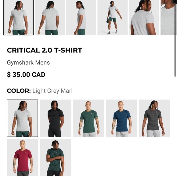Gymshark Critical 2.0 T-Shirt - Light Grey Marl - Picture 2 of 5
